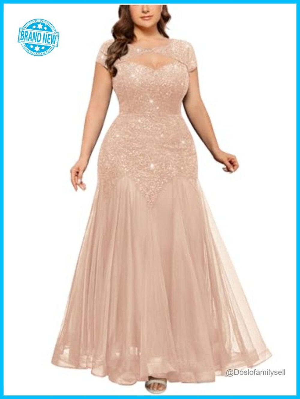 MISSMAY Sequin Lace Tulle Mermaid Formal Prom Maxi Dress
